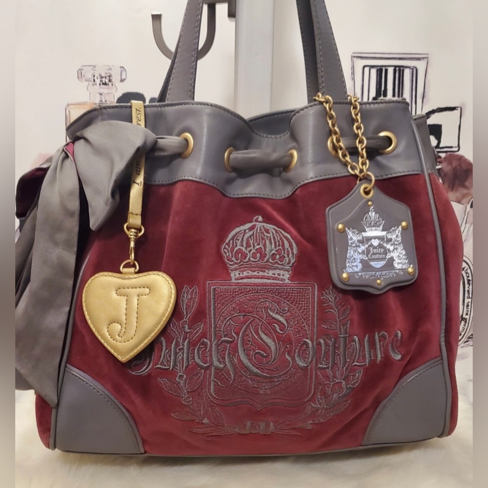 Juicy Couture Maroon & Grey Daydreamer Handbag